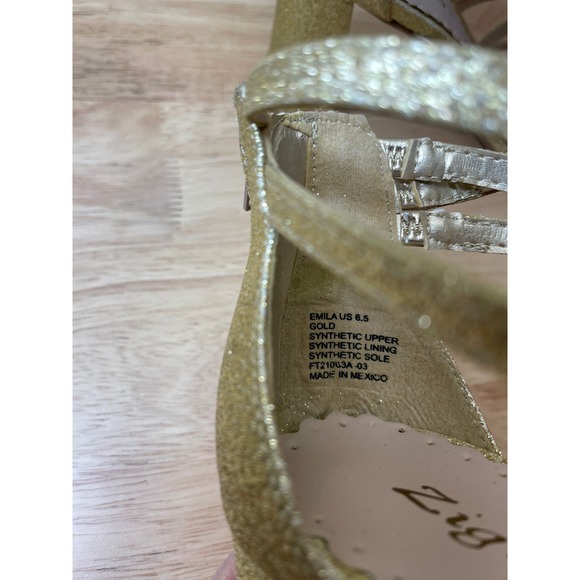 Zigi Soho Emila‎ Gold Glitter Strappy Block Heel Sandals Women's Size 6.5 NWT - Picture 8 of 9